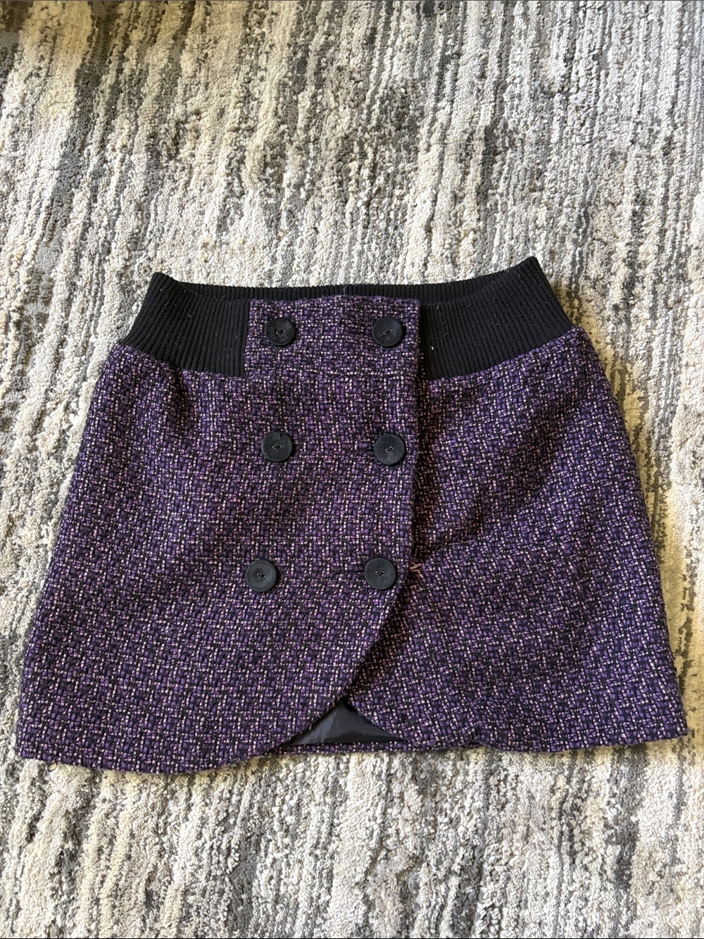 Urban Outfitters Silence + Noise Purple Tweed Double-Breasted Mini Skirt